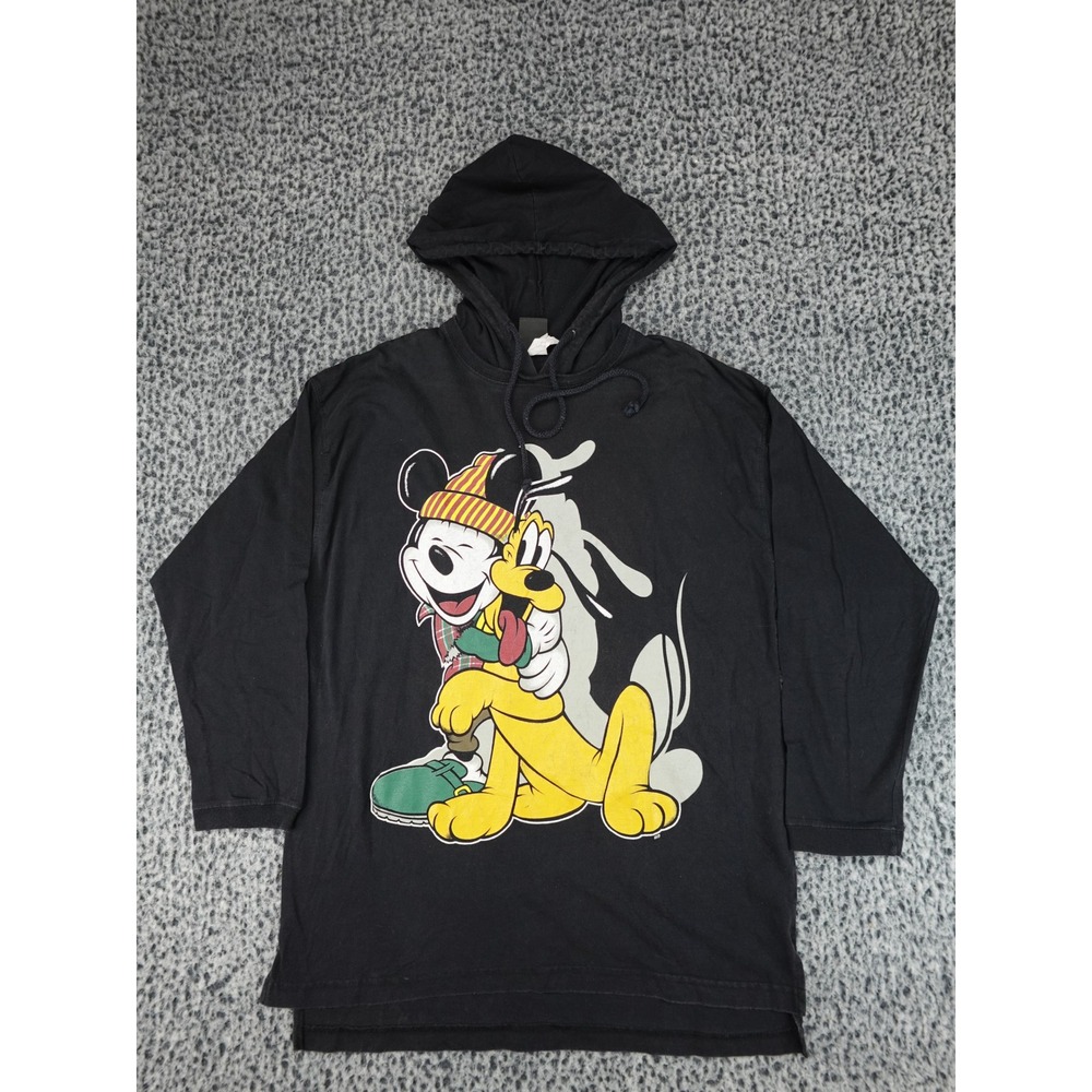 Mickey Unlimited Hooded T-Shirt Mens Medium Black Vintage Mickey Pluto USA